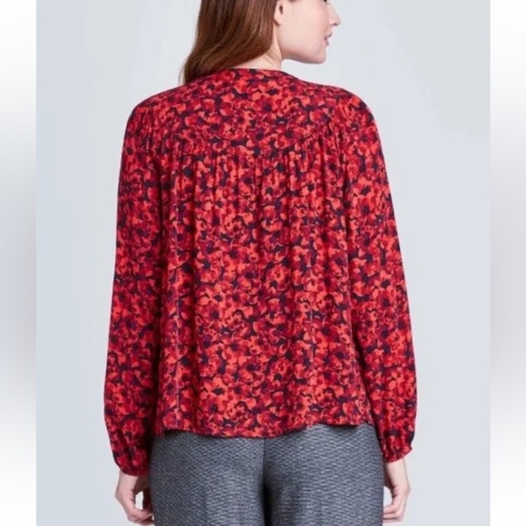 A new day Viscose floral print bright red blouse XXL - Picture 2 of 12